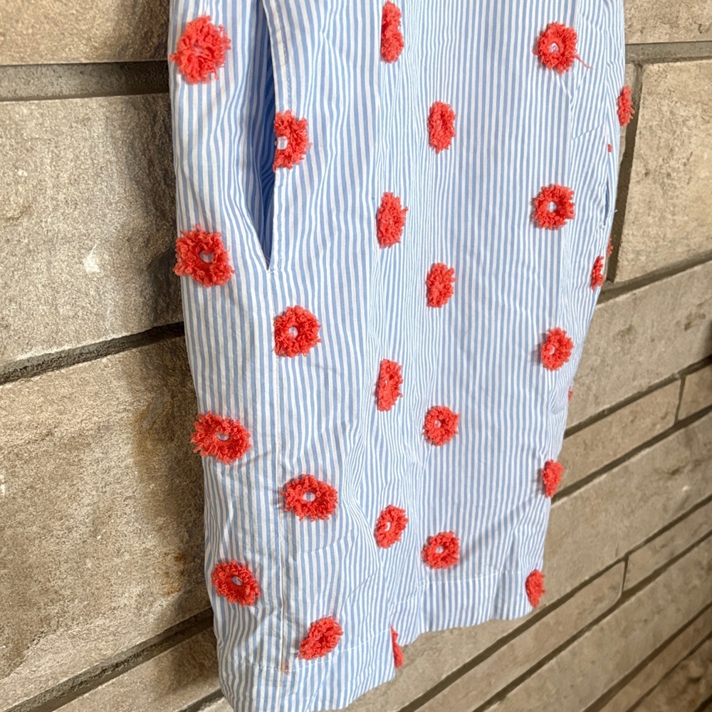 Uncle Frank Blue Striped Shift Dress with 3D Floral Embroidered Accents - Picture 4 of 11